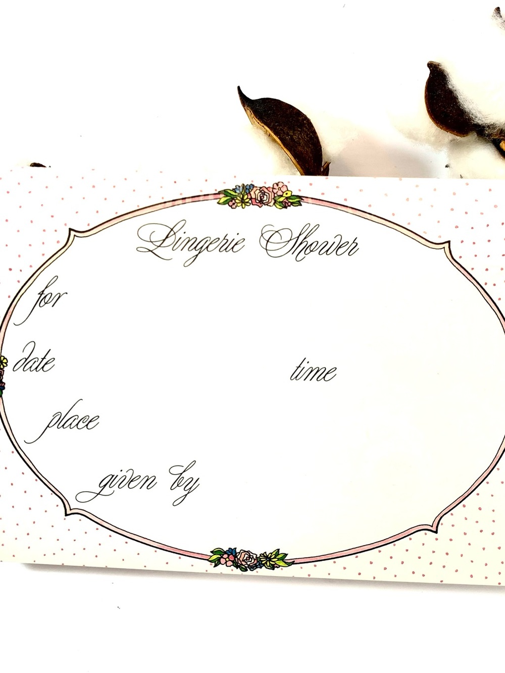 Lingerie Party Shower Fill-In Invitations Pack White Pink Floral Border